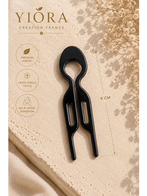Yiora Kadın Nostaljik Desenli Kaydırmaz Dayanıklı Fransız Model French Pin Topuz Tokası Küçük Boy 9cm