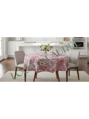 Jakarlı Dokuma Yuvarlak Masa Örtüsü 160 cm | Bordo Ağırlıklı