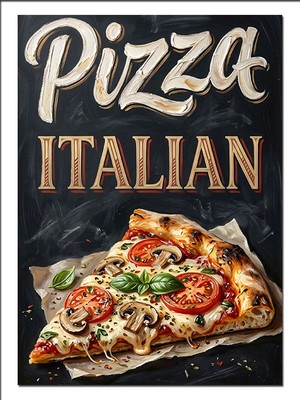 Karizma Tablo Pizza Italian Dilim Pizza Afiş Dekoratif Kanvas - Mdf Ahşap Tablo