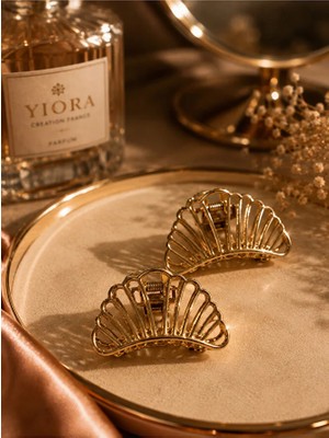 Yiora 2li Gold/altın Deniz Kabuğu Metal Mandal Toka 4cm