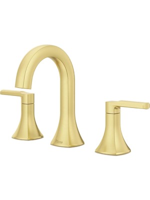 Vaneri Banyo Lavabo Bataryası, 20 cm Yaygın, 2 Saplı, 3 Delikli, Fırçalanmış Altın Kaplama,