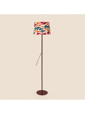 Evidea Lighting Metal Ayaklı Desenli Kumaş Başlık Lambader - Renkli - 150 cm