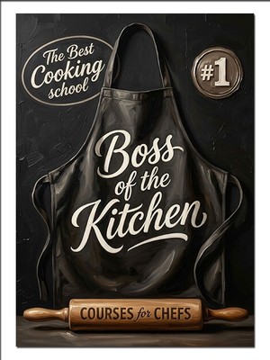 Karizma Tablo Boss Of The Kitchen Siyah Önlük Dekoratif Kanvas - Mdf Ahşap Tablo