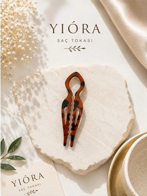 Yiora Kadın Nostaljik Desenli Kaydırmaz Dayanıklı Fransız Model French Pin Topuz Tokası 11CM