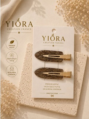 Yiora Kadın Premium Sedefli 2'li Iz Yapmayan Saç Makyaj Cilt Bakımı Klips Toka Seti