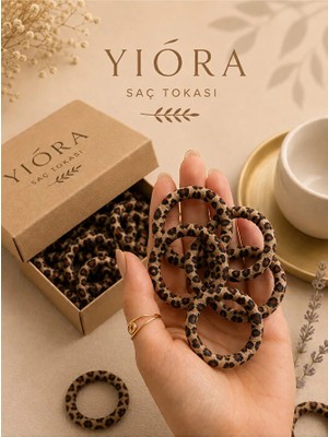 Yiora 5li Iz Yapmayan Kırmayan Leopar Desenli Yumuşak Lastik Toka (5 Adettir)