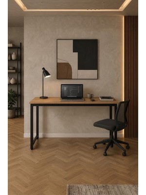 Wadlex Çam Siyah Çalışma Masası Minimal Bilgisayar Masası Ofis ve Ev Için Modern Masa