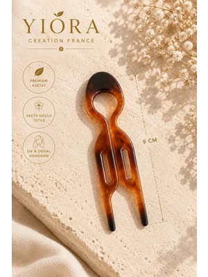 Yiora Kadın Nostaljik Desenli Kaydırmaz Dayanıklı Fransız Model French Pin Topuz Tokası Küçük Boy 9cm