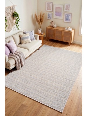 Koza Home Vivaldi Sarı Mavi Tozumaz Halı Kilim Salon Oturma Odası Yolluk Yatak Odası Koridor Halısı A0053C, 58 x 98