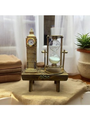 Coverzone Beyaz Saat Kule Kum Saati Retro Vintage Müzik Severler Için Ev Masaüstü Dekorasyon Do�
