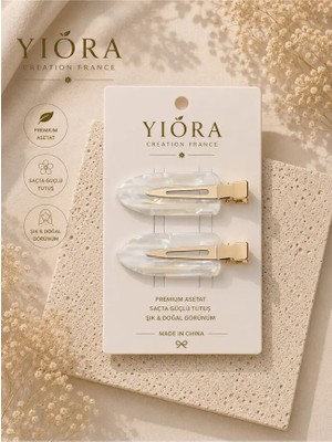 Yiora Kadın Premium Sedefli 2'li Iz Yapmayan Saç Makyaj Cilt Bakımı Klips Toka Seti