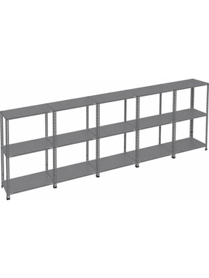 Ayyıldız Raf 59X465X150 cm 3 Katlı 5'li Çelik Raf Sistemi – Seri Bağlantılı Metal Depolama Rafı – Elektrostatik Boyalı Raf Ünitesi
