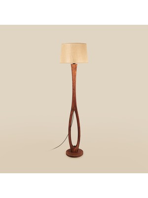 Evidea Lighting Ahşap Oval Lambader - Krem - 158 cm