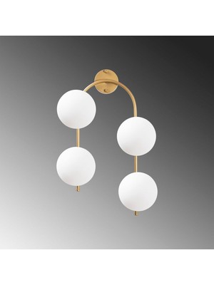 Parlak Gold Metal Aplik Duvar Lambası E14 Uyumlu 40X26X62 cm Oturma Odası Aydınlatma, ALTIN-1060