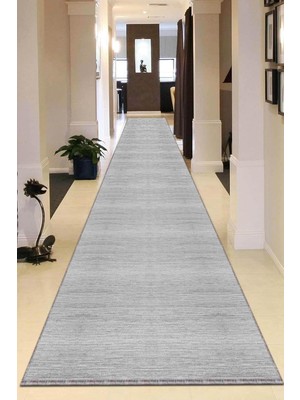 Viva Home Makinede Yıkanabilir Kaymaz Taban Sade Kesme Rulo Yolluk AR580, Gri, 60 x 150