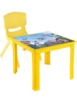 Fiore 2'li Set Çocuk Masa Sandalye Takımı Sarı Safari 1-3 Yaş