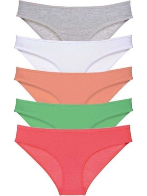 Hace Bazaar 5 Adet Süper Eko Set Likralı Kadın Slip Külot Gri Beyaz Pudra Yeşil Fuşya Mudanis