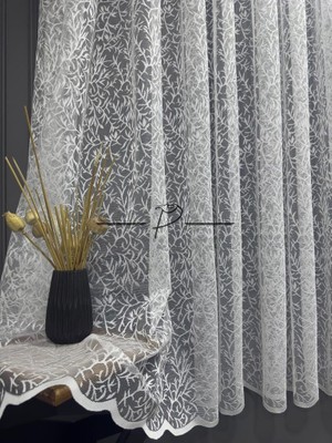 Tül Perde Pati Desen Örme Kumaş (Kısa Camlar Için Uyumlu) 400 x 190