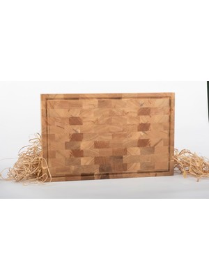Meşe Endgrain Kesme Tahtası 40X28X4 cm /%100 Doğal & Dayanıklı Ahşap, Bıçak Dostu Mutfak Yar