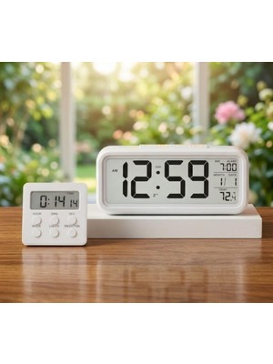 Mr LED Ekranlı Dijital Masa Saati &amp; 2 Alarm Kademeli Kronometre Seti – Alarm, Tarih, Sıcakl�
