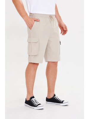 Marco Ferry Erkek Stretchfit Kargo Cepli Esnek Şort Taş 6040-T