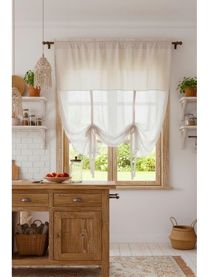 Cotton Maison Potlu Tül Perde Retro 120X200, 120 x 200, 4464, Krem