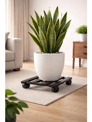 Tekerlekli Saksılık Metal Hareketli Çiçek Standı 30 x 30 cm Saksı Altlığı Holtech