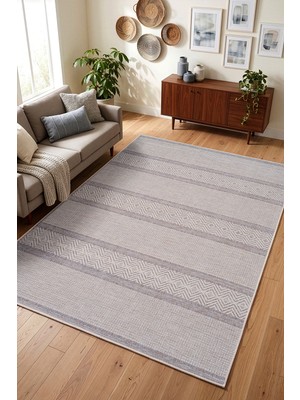 Koza Home Vivaldi Kahve Mavi Tozumaz Tozumaz Halı Kilim Salon Oturma Odası Yolluk Yatak Odası Koridor Halısı A0057A, 48 x 80