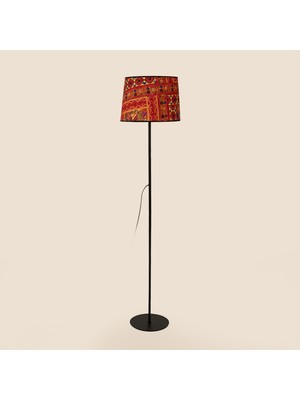 Evidea Lighting Metal Ayaklı Desenli Kumaş Başlık Lambader - Renkli - 150 cm