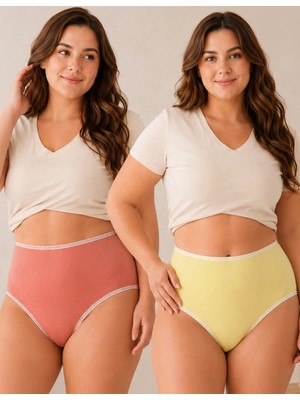 Organickid Ease Kadın Gülkurusu-Sarı Yüksek Bel Slip Külot 2'li Set