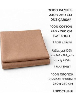 %100 Pamuk Düz Çarşaf 240X260 cm Çift Kişilik Büyük Boy Çarşaf – Yumuşak, Nefes Alabilen