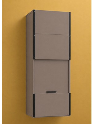 Kuzey Kombi Plastik Sahara Vizon Pvc Sürgülü Kapak Kombi Dolabı En×boy×der: 58×130×40 cm Balkon Iç-Dış Mekan Mutfak Için Dayanıklı Dolap