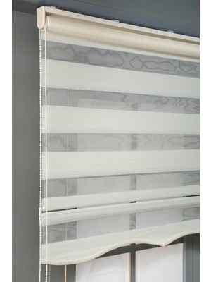 Bizden Perde Etekli Krem Mikro Pileli Zebra Stor Kaliteli Güneşlik Perdeler
