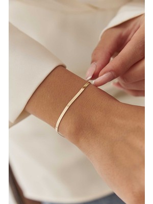 Alsem Store Kadın Gold Italyan Ezme Çelik Bileklik Kararmaz Suya Dayanıklı 1mm 2mm Yassı Zincir Bileklik