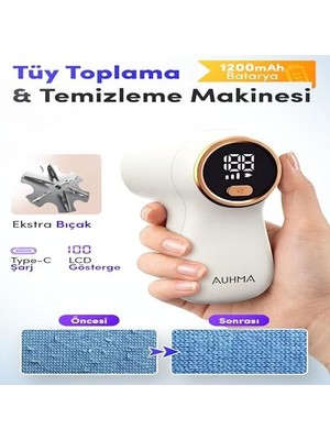 Sidelya Aksesuar Tüy Toplama Makinesi Şarjlı, Güçlü Tüy Toplayıcı ve Tiftik Toplama Makinesi, 6 Bıçaklı, Dijital Ekranlı (Uzun Gövde)