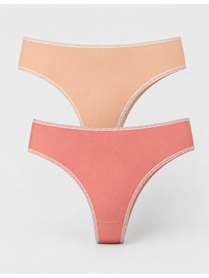 Organickid Ease Kadın Gülkurusu/pembe Tanga Külot 2'li Set