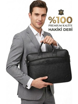 Başkent Çanta Evrak Çantası Hakiki Deri 15.6" Inç Laptop Çanta / Tablet A4 Dosya Uyumlu Premium %100 Orjinal Deri 8683255014170