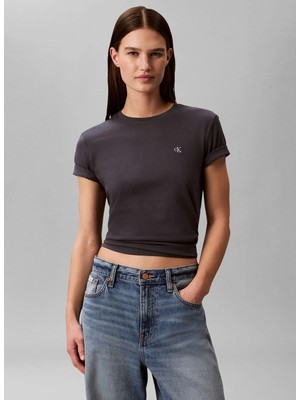 Calvin Klein Jeans Siyah Kadın Bisiklet Yaka T-Shirt LV047B224G4XN