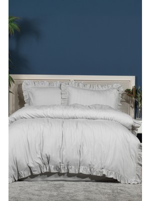 Elart Romantic Nevresim Takımı Çift Kişilik Lastikli Çarşaf (200X220 Cm) Gri