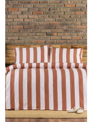 Elart Brad Nevresim Seti King Size Digital Baskılı %100 Pamuk Saten (240x220 cm) Kahve