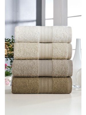 Elart Rainbow Havlu Seti Pamuklu 4 Adet (50x90 cm) Bej