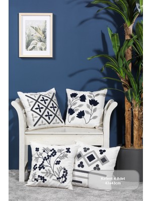 Elart Eftalya Kırlent Kılıfı 4 Adet (40x40 cm) Çok Renkli