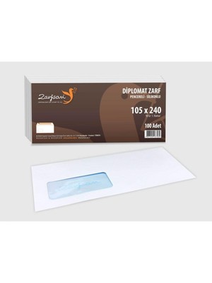 Zarfsan Diplomat Zarf Pencereli 10,5X24 90 Gram 1.hamur 100 Adet
