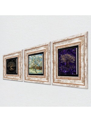 Pinecone Stone Van Gogh Çiçeklenen Pembe Şeftali Ağacı, Hayat Ağacı Taş Duvar Tablosu - Çer