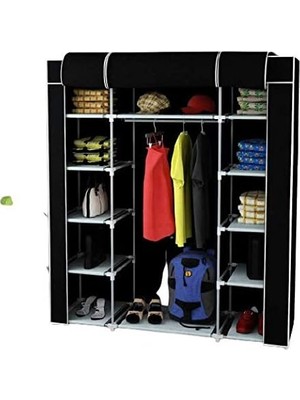 Trioport Çift Yandan Raflı Güçlendirilmiş Çelik Profilli Bez Dolap / Gardırop/gardolap / Ta�
