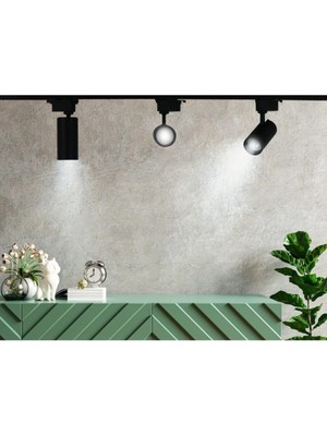 Ucuz Geldi Mini Ray Spot Set Gu-10 Duylu 3 Spot Lamba + 1 mt Ray + 3 GU10 LED Ampul Sarı Işık Siy
