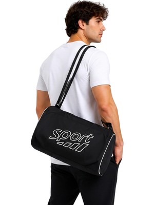 Erkek Spor Çantası Silindir Model Omuz Askılı Fitness ve Seyahat Çantası TARZ4ZH4HA6 (Siyah)