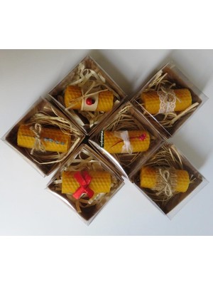 Petekoğlu (6 Adet) Özel Günler Için Doğal Petek Balmumu Mum 7cm X3CM Kutulu Mum Beeswax Candle