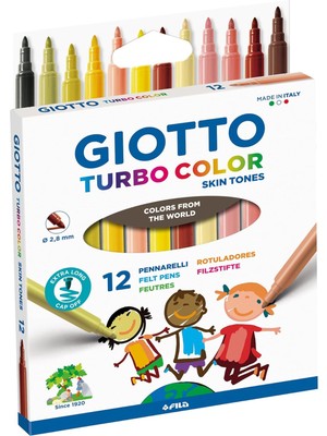 Gıotto Turbocolor Keçeli Kalemler, Ince Uçlu, 2,8 Mm, 12 Ten Rengi, Çocuklar, Partiler ve Okullar