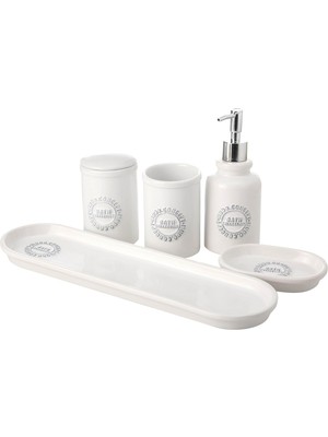 Barnes 5'li Kutulu Banyo Seti Beyaz